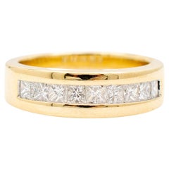 Unisex 14K Yellow Gold Princess Cut Diamond Wedding Band