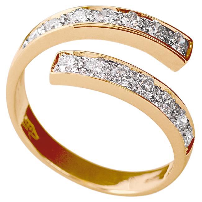 Bague unisexe de design moderne essentiel en or 18 carats avec diamants blancs 0,50 carat en vente 2