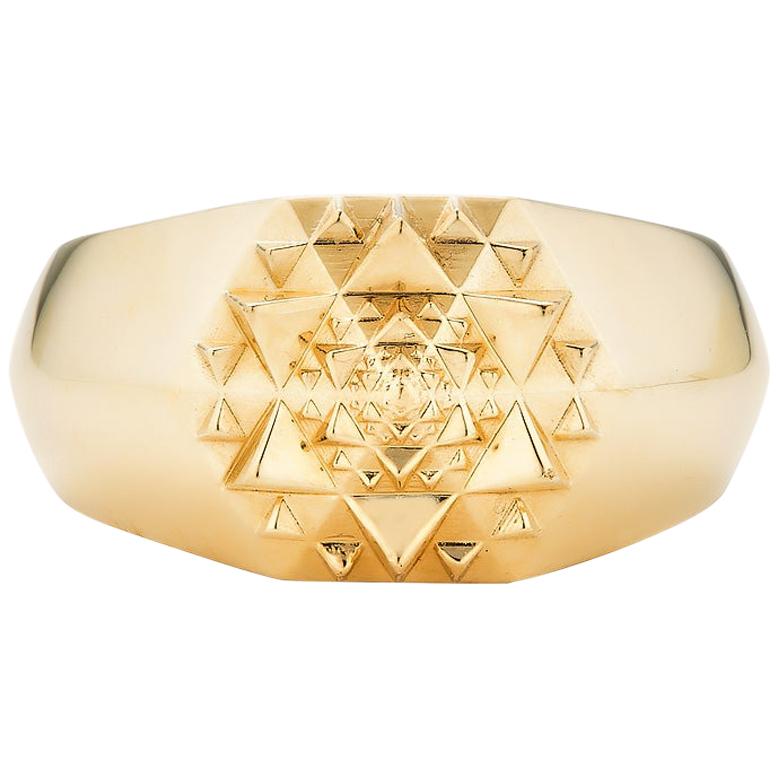 Unisex 18 Karat Gold Sacred Signet Ring by John Brevard For Sale