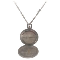 Retro Unisex 18 Karat White Gold Baum and Mercier Pocket Watch