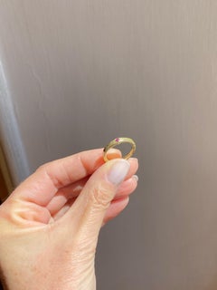 Unisex 18 Karat Yellow Gold Handcrafted Ruby Organic Design Modern Band Ring