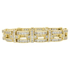 Bracelet unisexe en or 18K 14.9ctw Channel set FIERY Diamond Wide Link Statement Bracelet