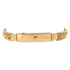 Einzigartiges 18k Gold 7,5" graviertes ID poliertes Gliederarmband mit Seil