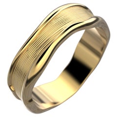 Unisex-Ring aus 18 Karat Gold mit handgraviertem organischem Design, hergestellt in Italien