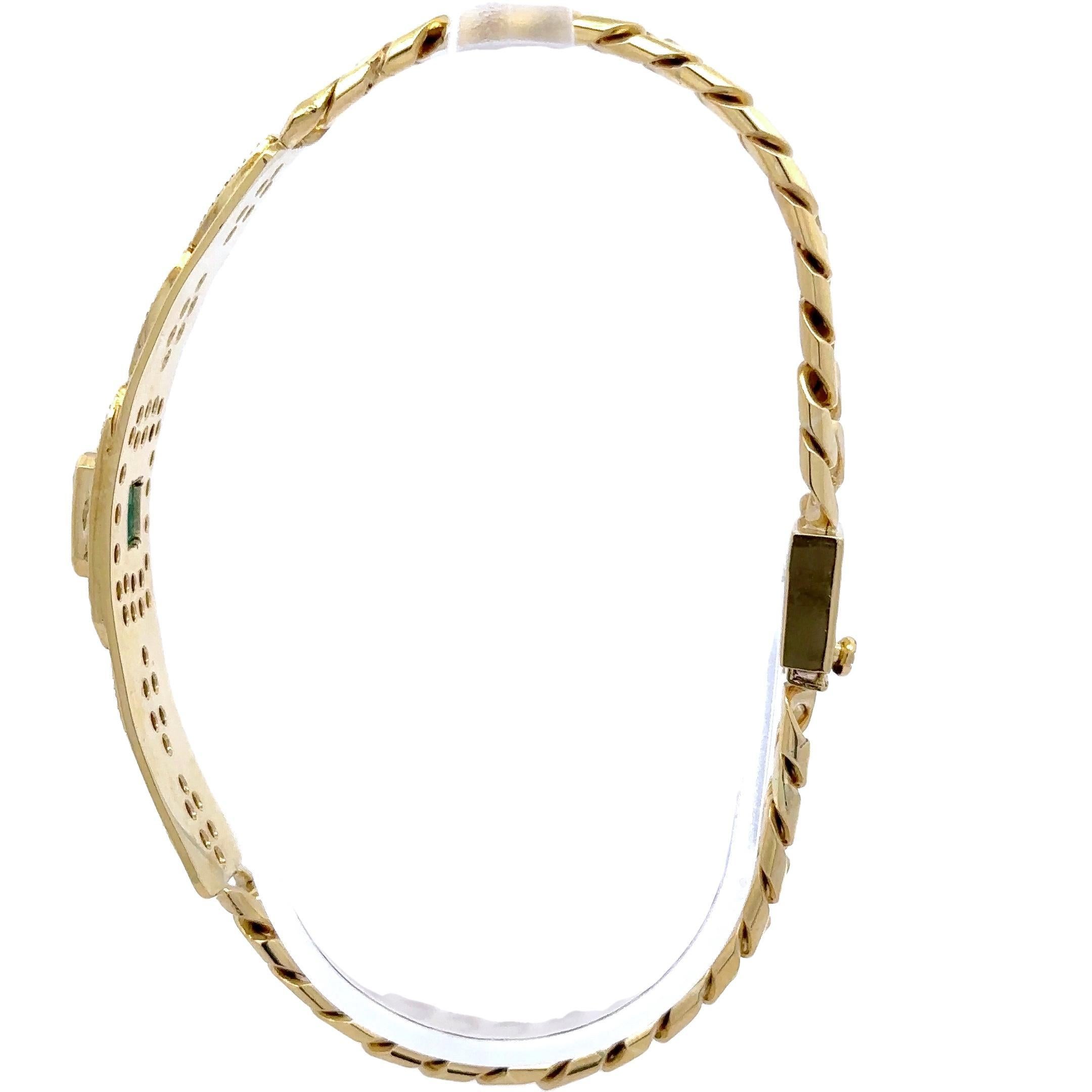 Taille octogone Bracelet à maillons cubains unisexe en or 18 carats, certifié GIA, 2,50 carats, émeraude colombienne et diamant ID en vente