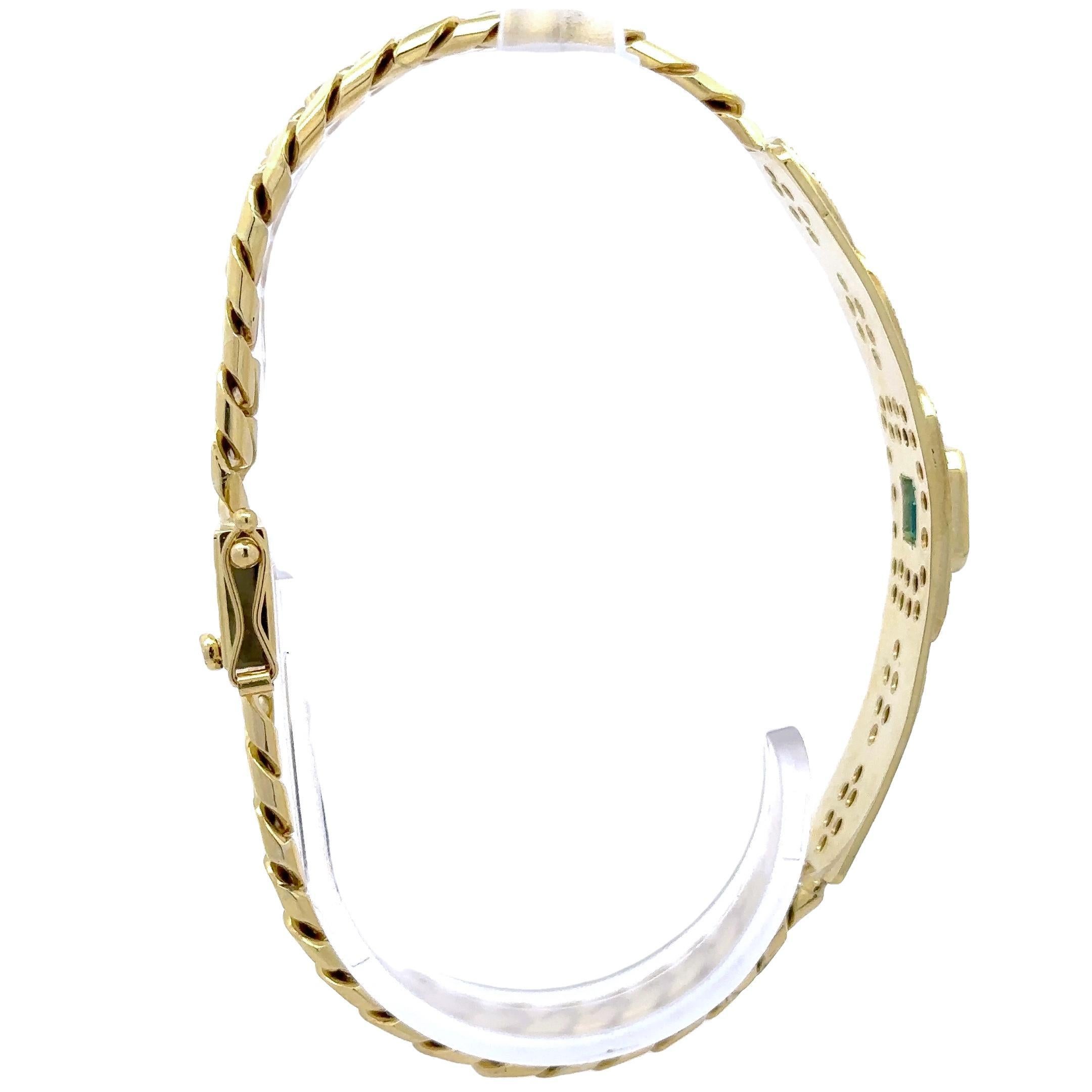 Bracelet à maillons cubains unisexe en or 18 carats, certifié GIA, 2,50 carats, émeraude colombienne et diamant ID Excellent état - En vente à Montclair, NJ