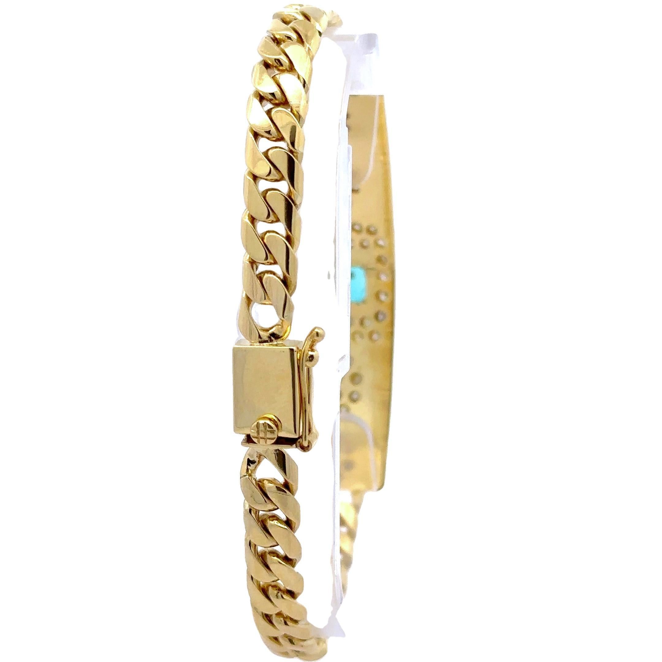 Bracelet à maillons cubains unisexe en or 18 carats, certifié GIA, 2,50 carats, émeraude colombienne et diamant ID en vente 4