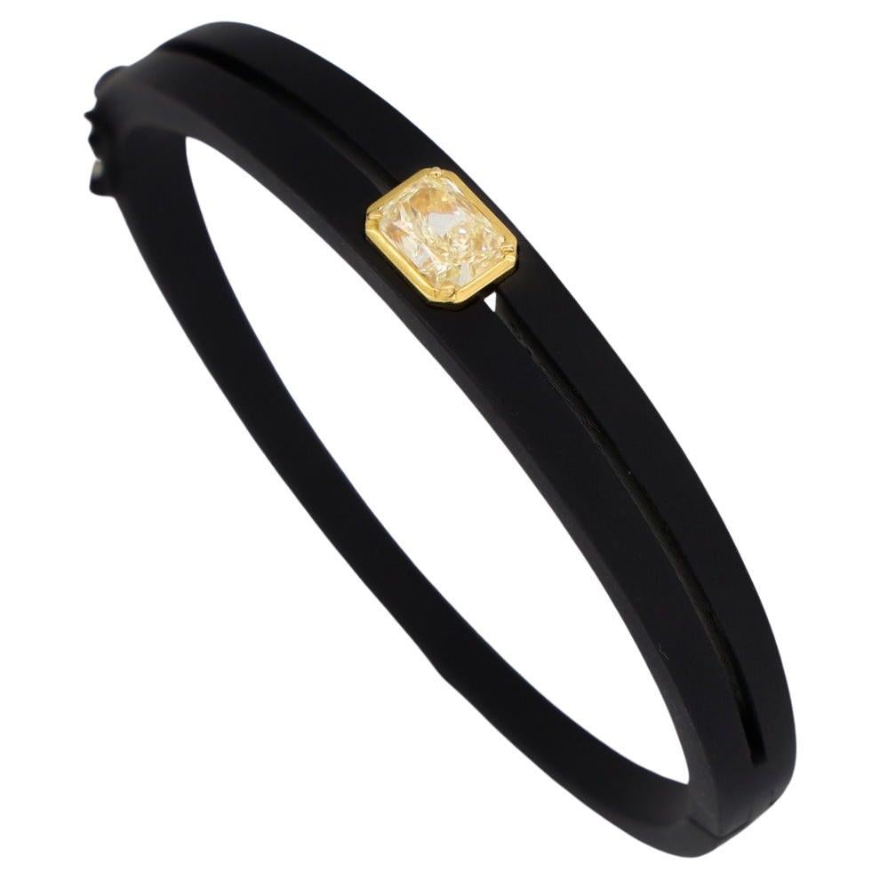 Bracciale unisex in oro 18k certificato GIA 1,51 carati di diamanti gialli da uomo in vendita