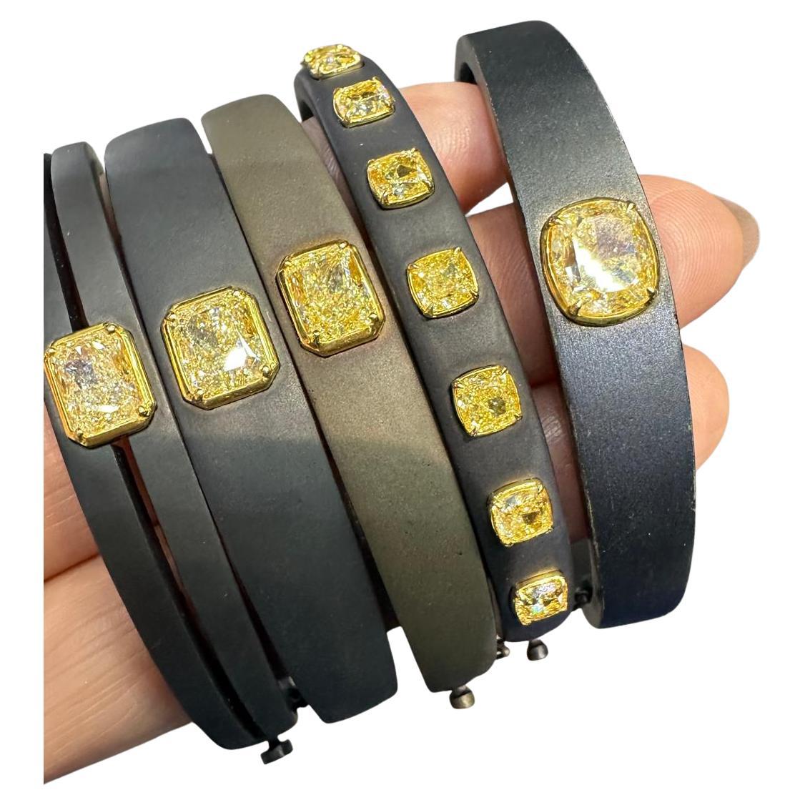 Bracciale unisex in oro 18k certificato GIA 1,51 carati di diamanti gialli da uomo