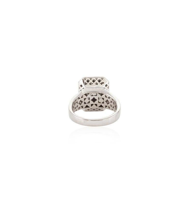 For Sale:  Unisex 18k White Gold Art deco Diamond Enamel Cocktail Ring for Wedding 5
