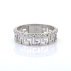 Art Deco Diamond Engagement Band Ring Gift for Father in 18k Solid White Gold