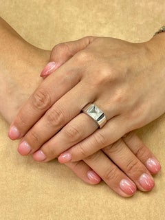 Unisex 18k White Gold & Moonstone Ring, Men's Pinky Ring, N.O.S