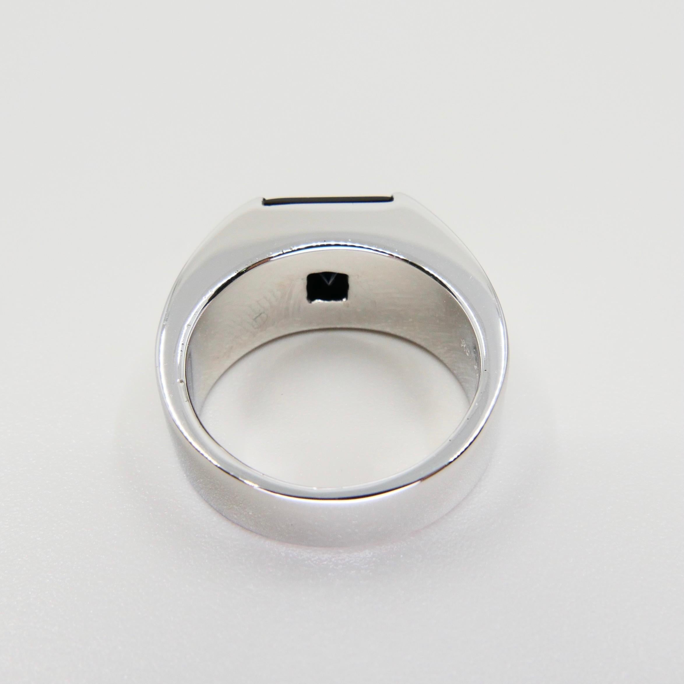 Unisex 18k White Gold & Onyx Ring, Men's Pinky Ring. N.O.S 4