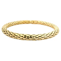 Unisex 18k Yellow Gold 8" Tube Popcorn Link Bracelet W/ Push Clasp Safety Latch