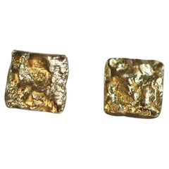 Boucles d'oreilles unisexe en or jaune 18 carats texturés