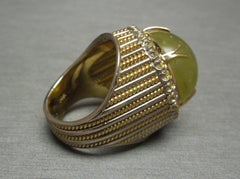 Unisex 20 Carat GIA Cats Eye Alexandrite and Canary Diamond Ring