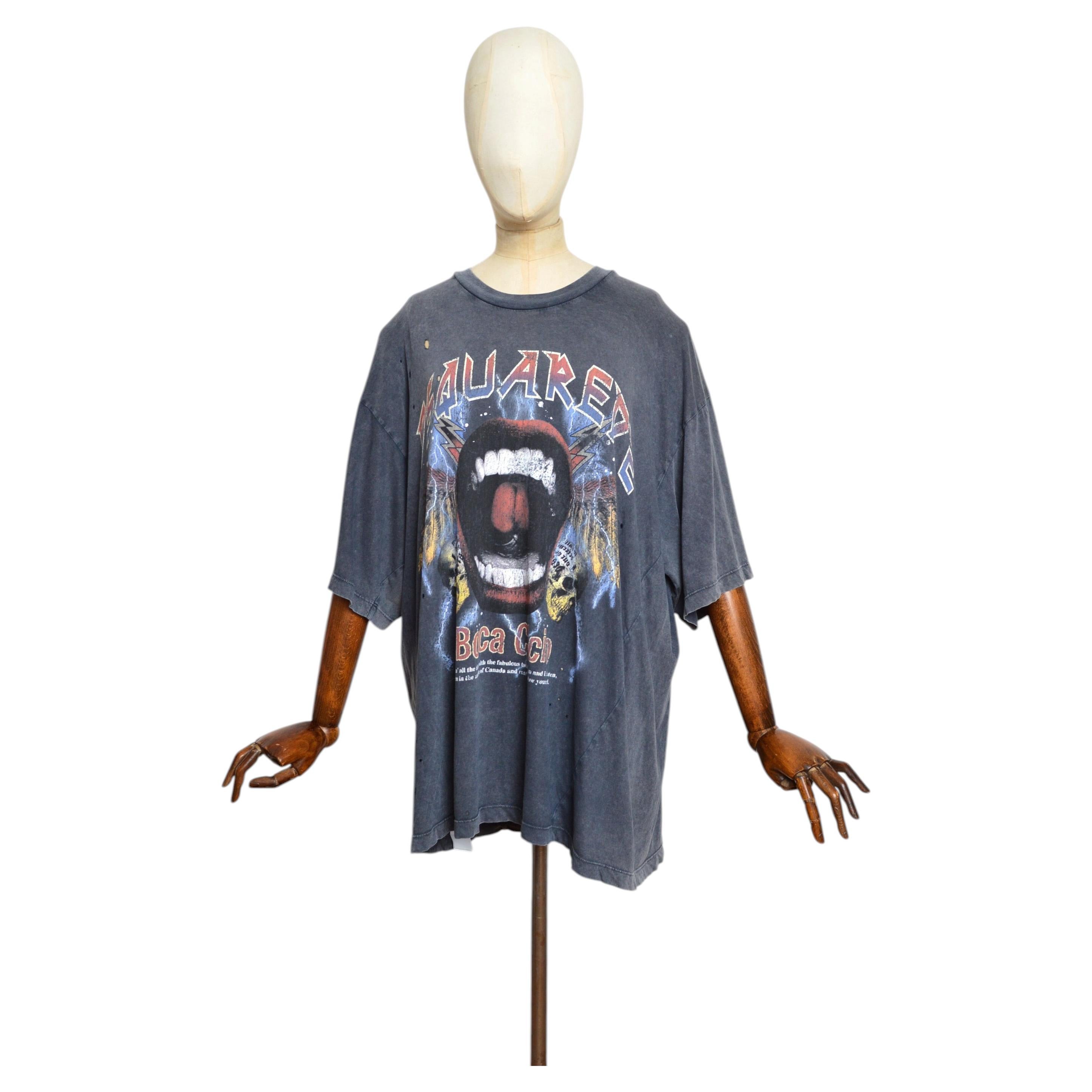 Unisex 2022 DSQUARED2 Oversize-T-Shirt im Vintage-Look mit Abnutzungsoptik – Rock-T-Shirt XXL