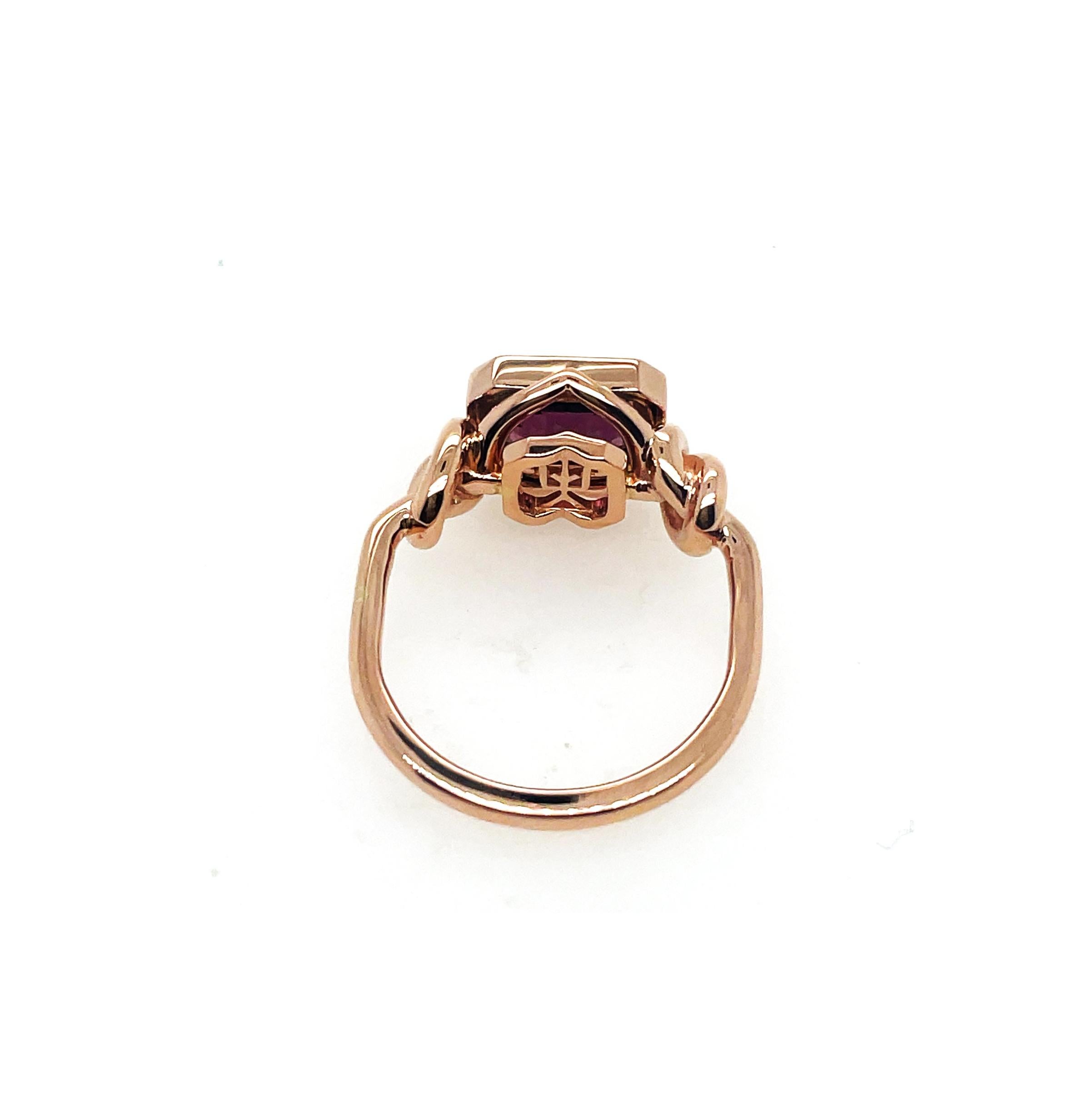da uomo o donna Anello unisex con spinello taglio smeraldo con castone incastonato in oro 18 carati in vendita