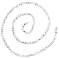 Unisex 28.50 Carat VVS Diamond Tennis Necklace 14 Karat White Gold