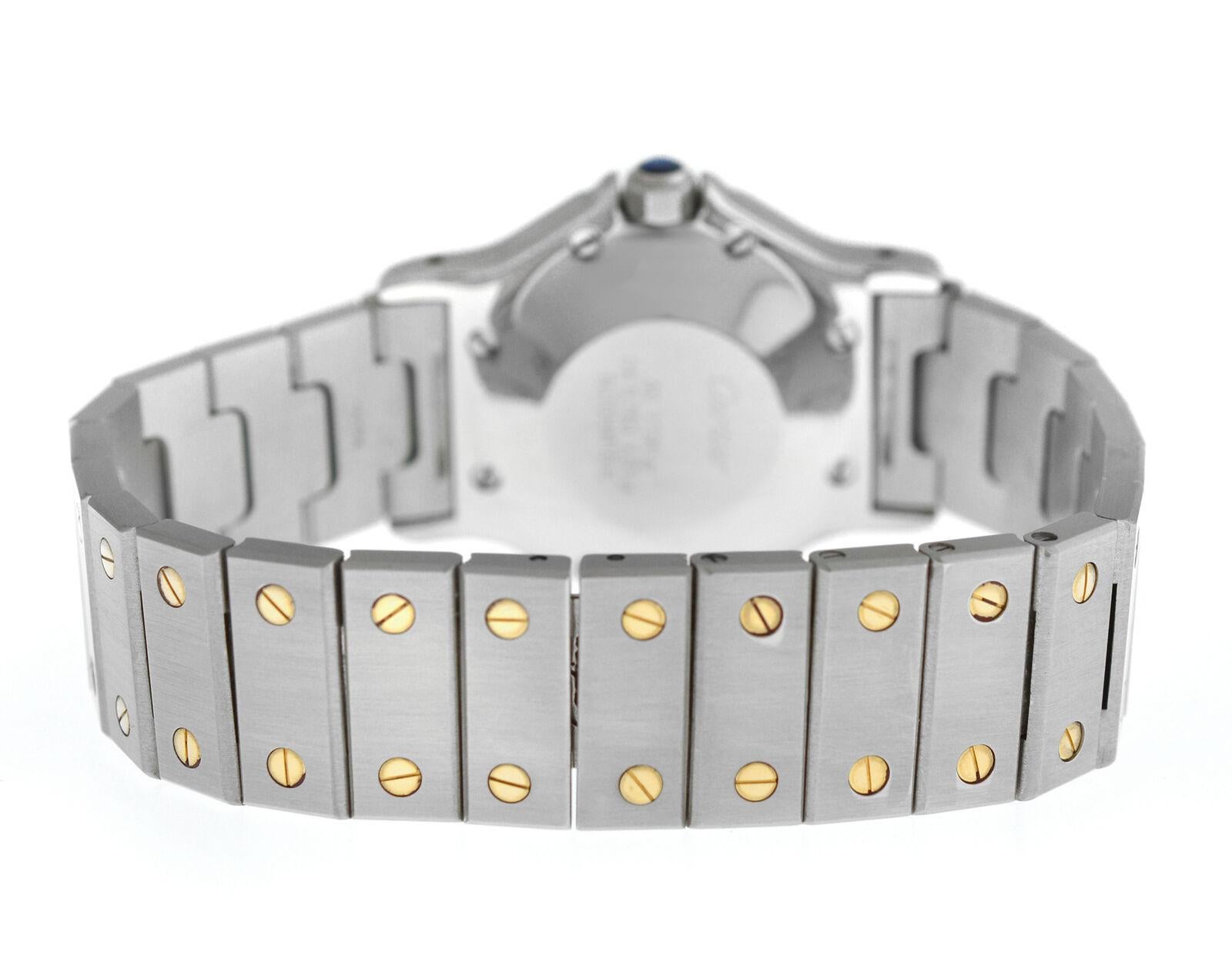 Unisex Cartier Santos Octagon Steel 18 Karat Yellow Gold Automatic Watch For Sale 4