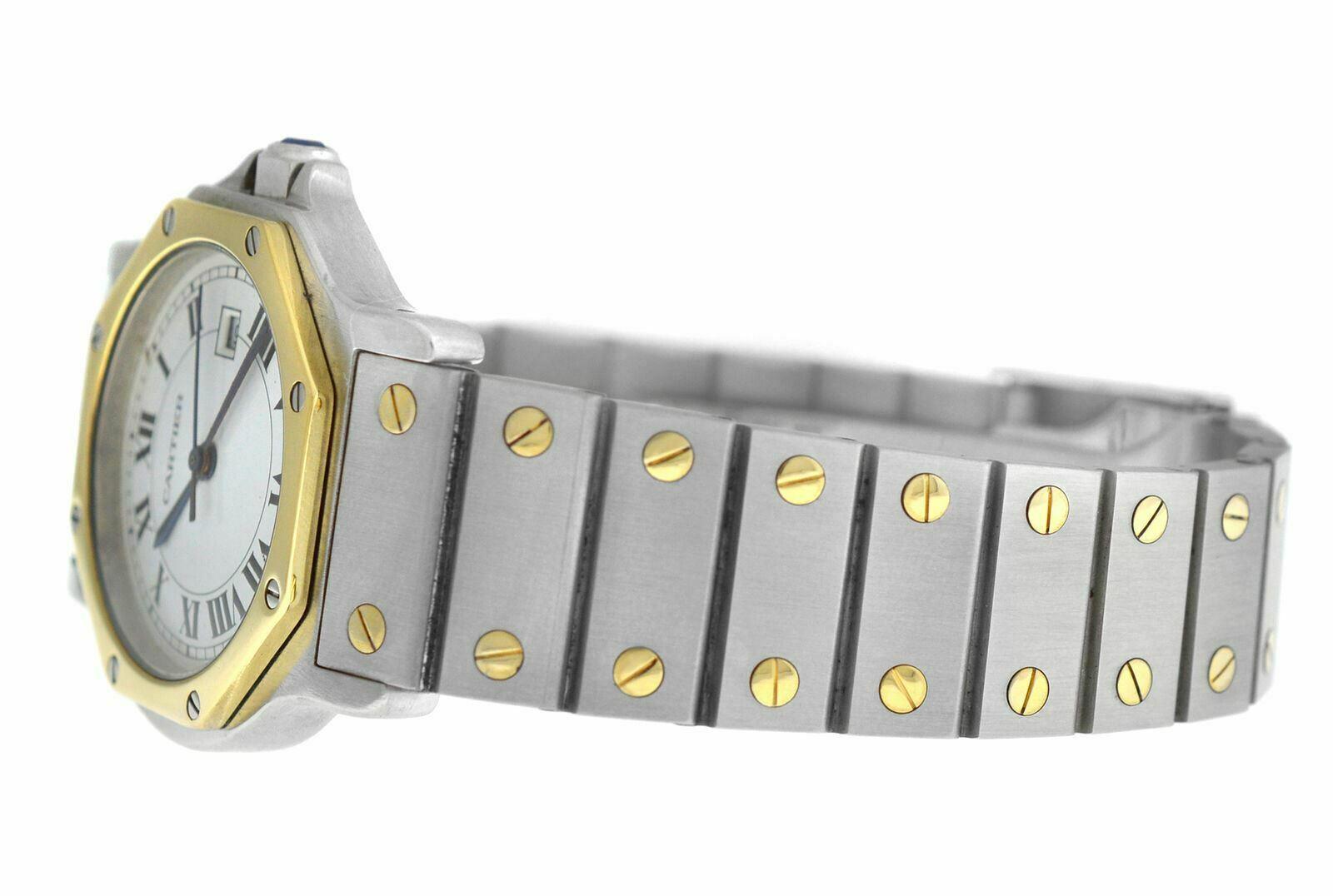 Unisex Cartier Santos Octagon Steel 18 Karat Yellow Gold Automatic Watch 5