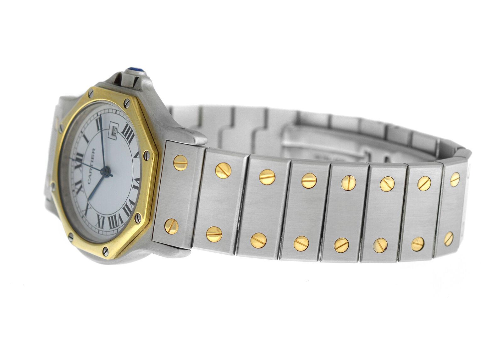 Unisex Cartier Santos Octagon Steel 18 Karat Yellow Gold Automatic Watch For Sale 5