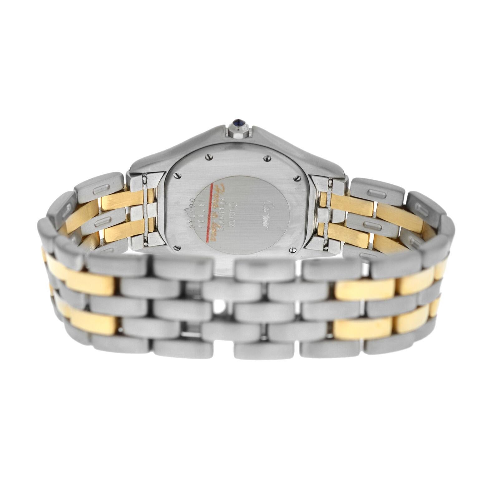 Unisex Cartier Panthere Cougar 187904 Two-Row Steel 18 Karat Gold Quartz Watch In Excellent Condition For Sale In New York, NY