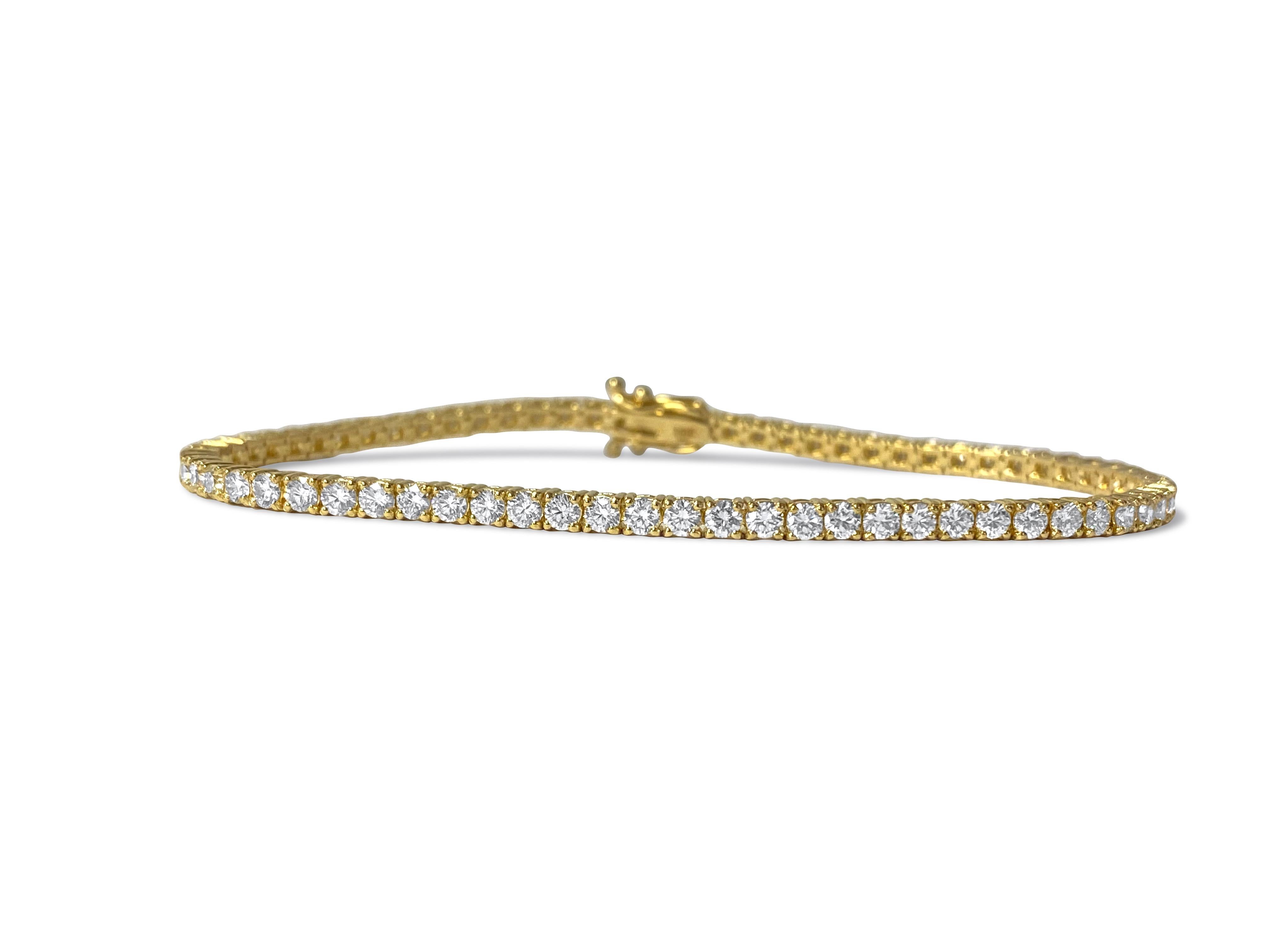Taille ronde Bracelet tennis unisexe avec diamants VVS de 5,00 carats en vente