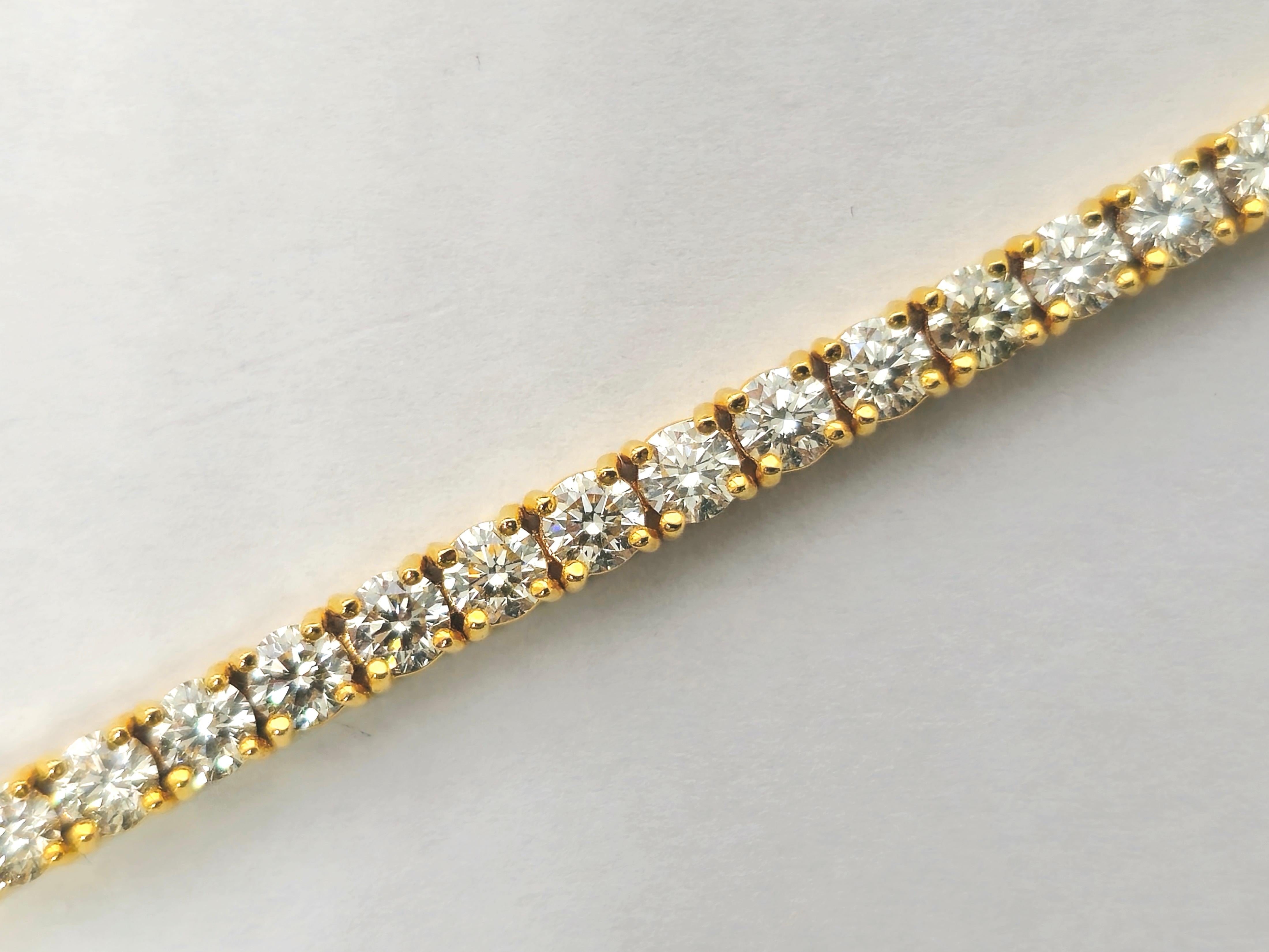 Taille brillant Bracelet tennis unisexe en or jaune 14 carats avec 6,00 carats de diamants en vente