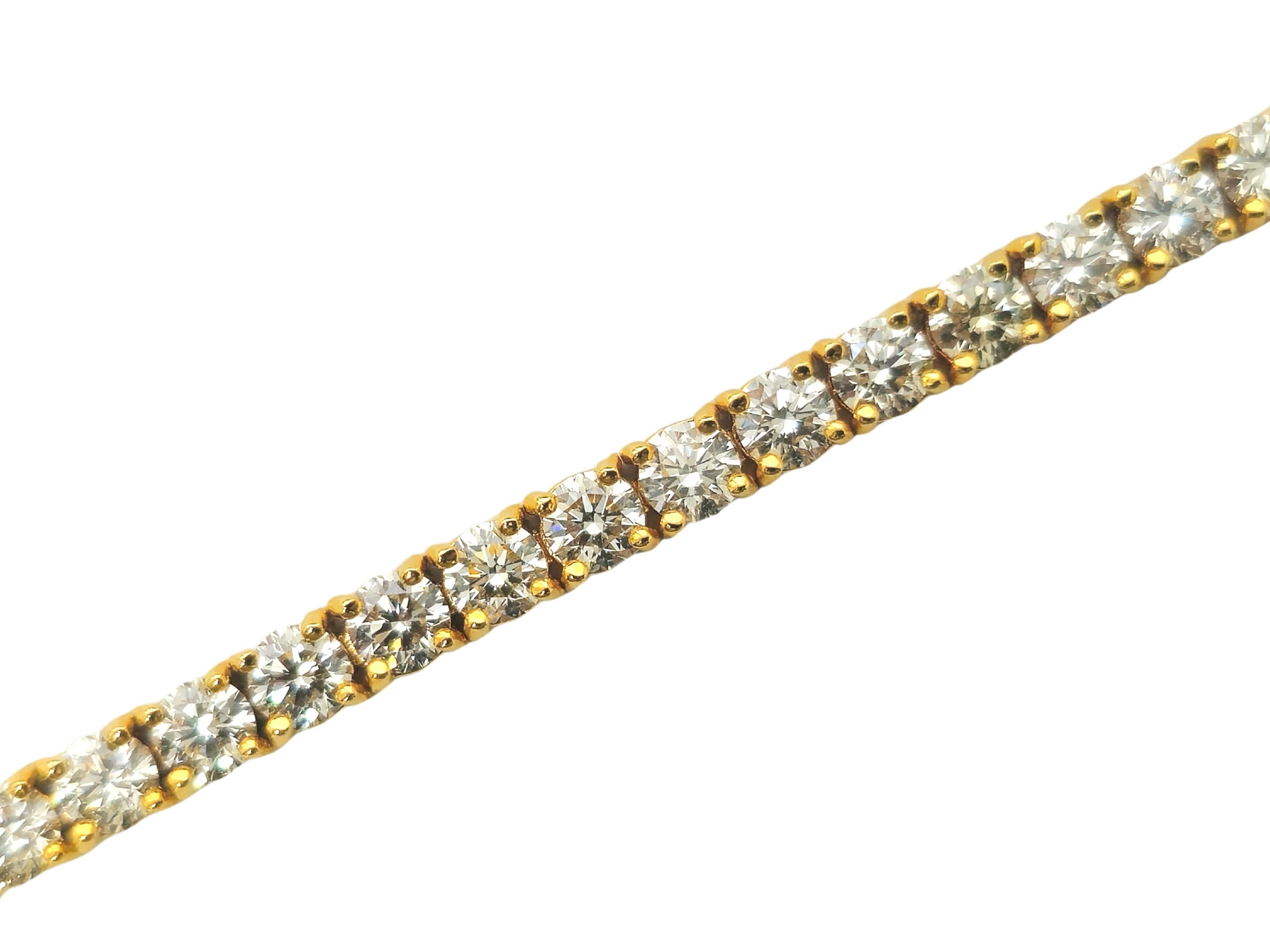 Brilliant Cut Unisex 6.00ct Diamond 14k Yellow Gold Tennis Bracelet For Sale