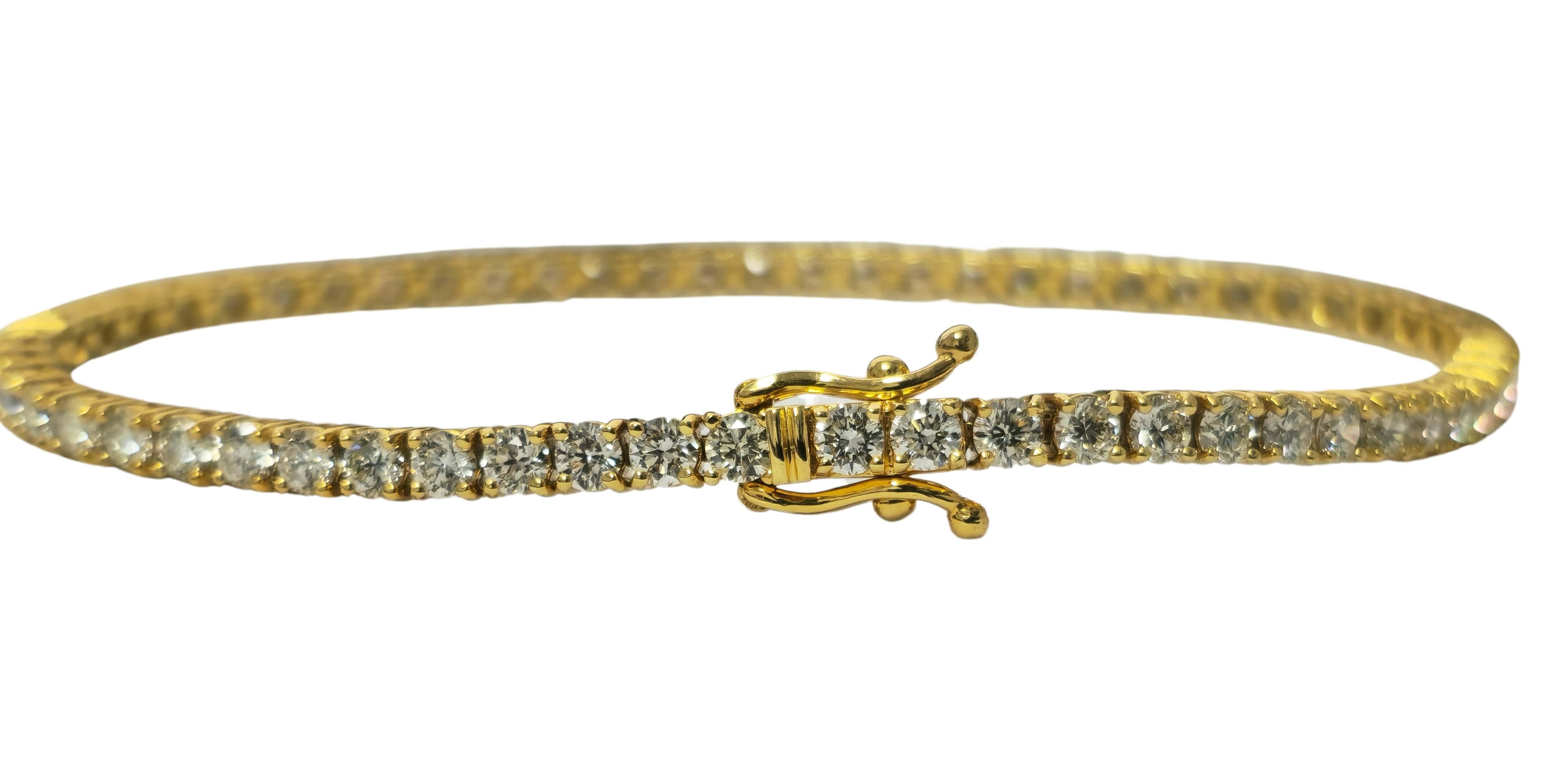 Unisex 6.00ct Diamond 14k Yellow Gold Tennis Bracelet For Sale 1