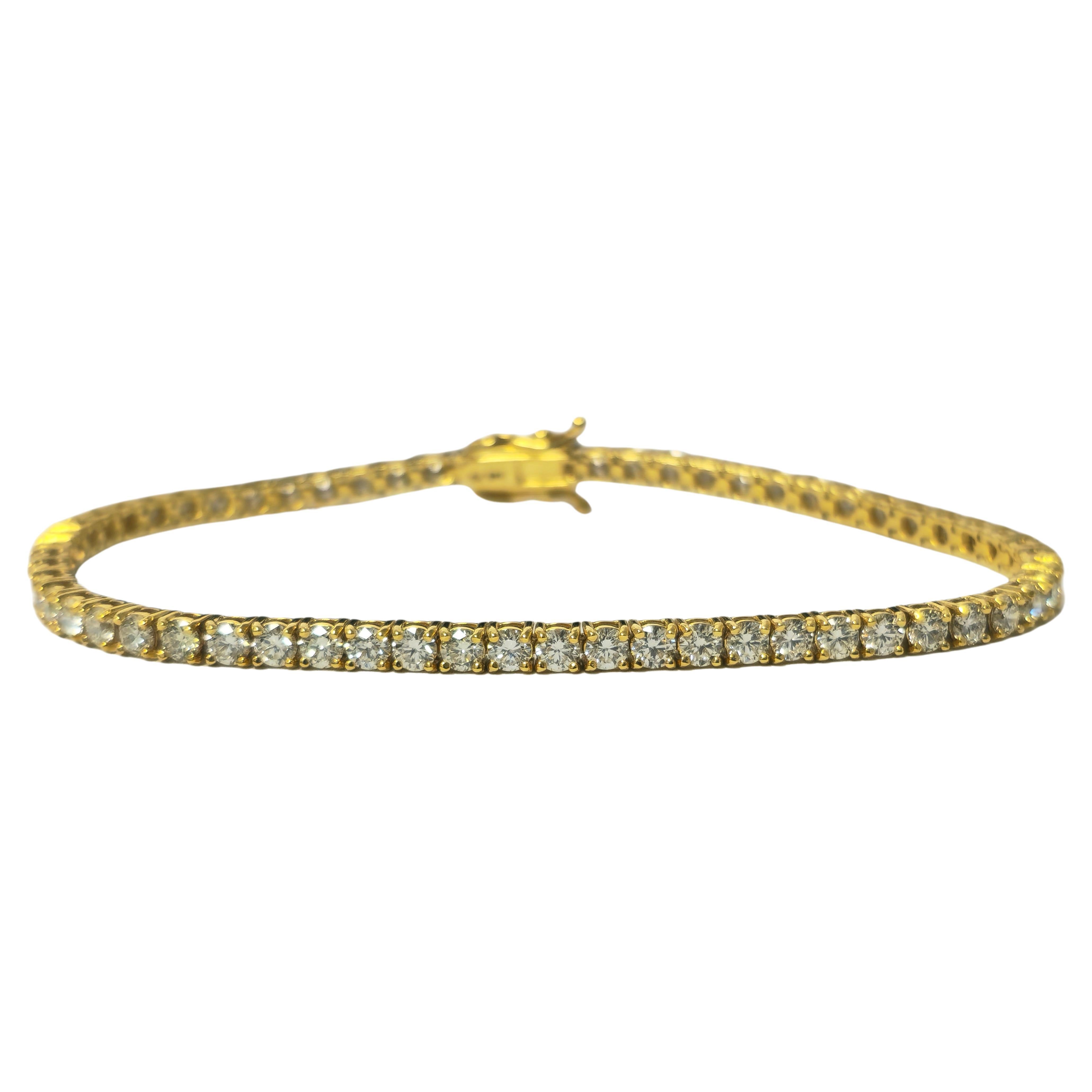 Unisex 14k Gelbgold-Tennisarmband mit 6,00 Karat Diamanten im Angebot