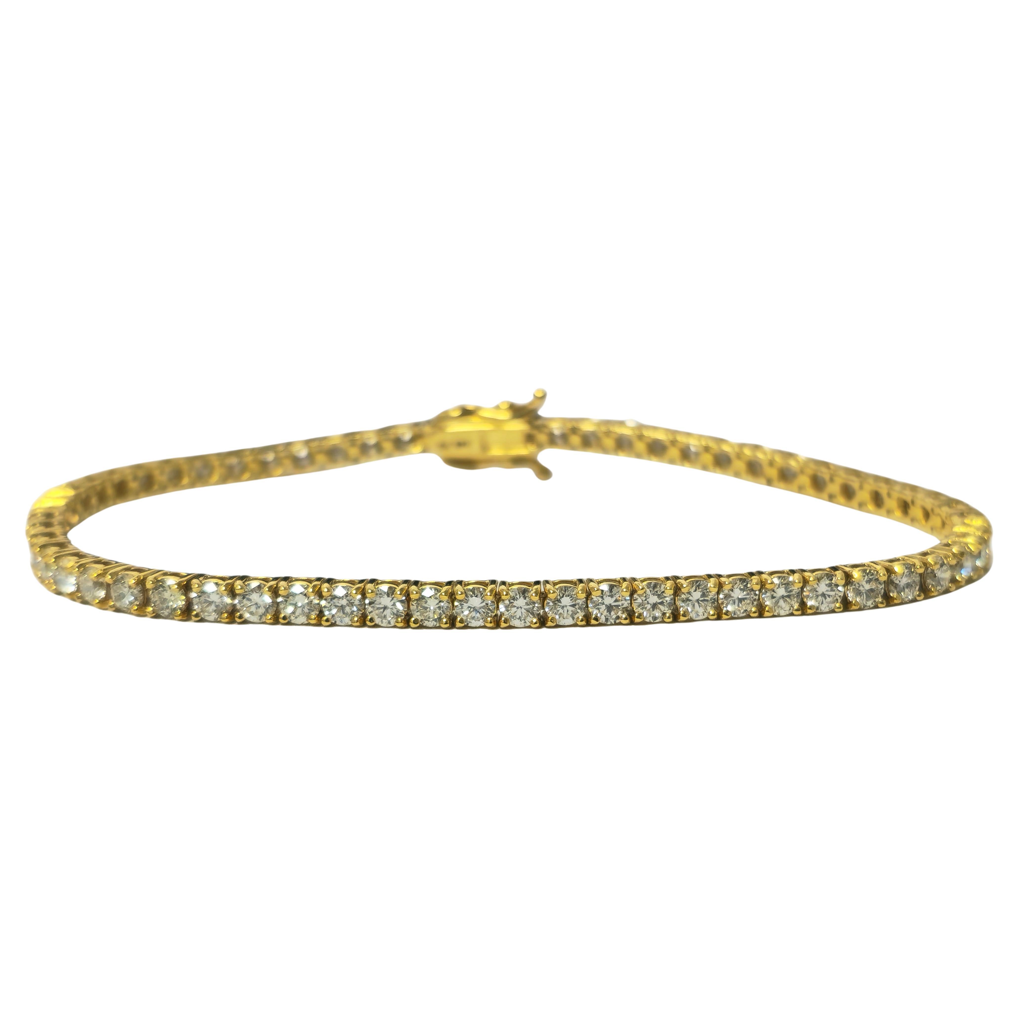 Unisex 6.00ct Diamond 14k Yellow Gold Tennis Bracelet For Sale