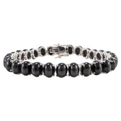 Unisex 63.1 Carat Black Star Tennis Bracelet Set in Sterling Silver Settings