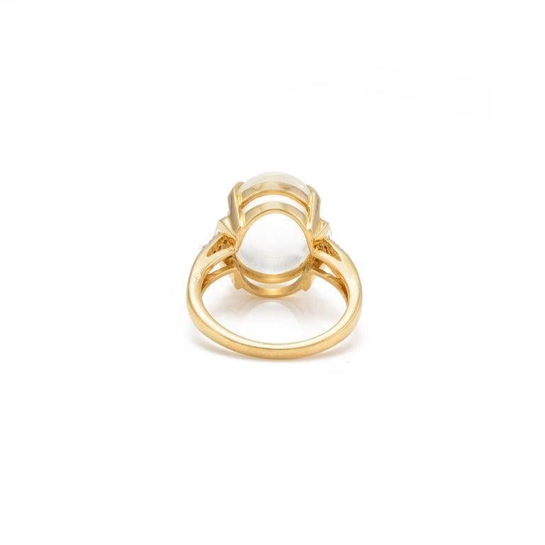 En vente :  Bague cocktail unisexe en or jaune massif 18 carats avec pierre de lune 8,6 carats et diamants 7