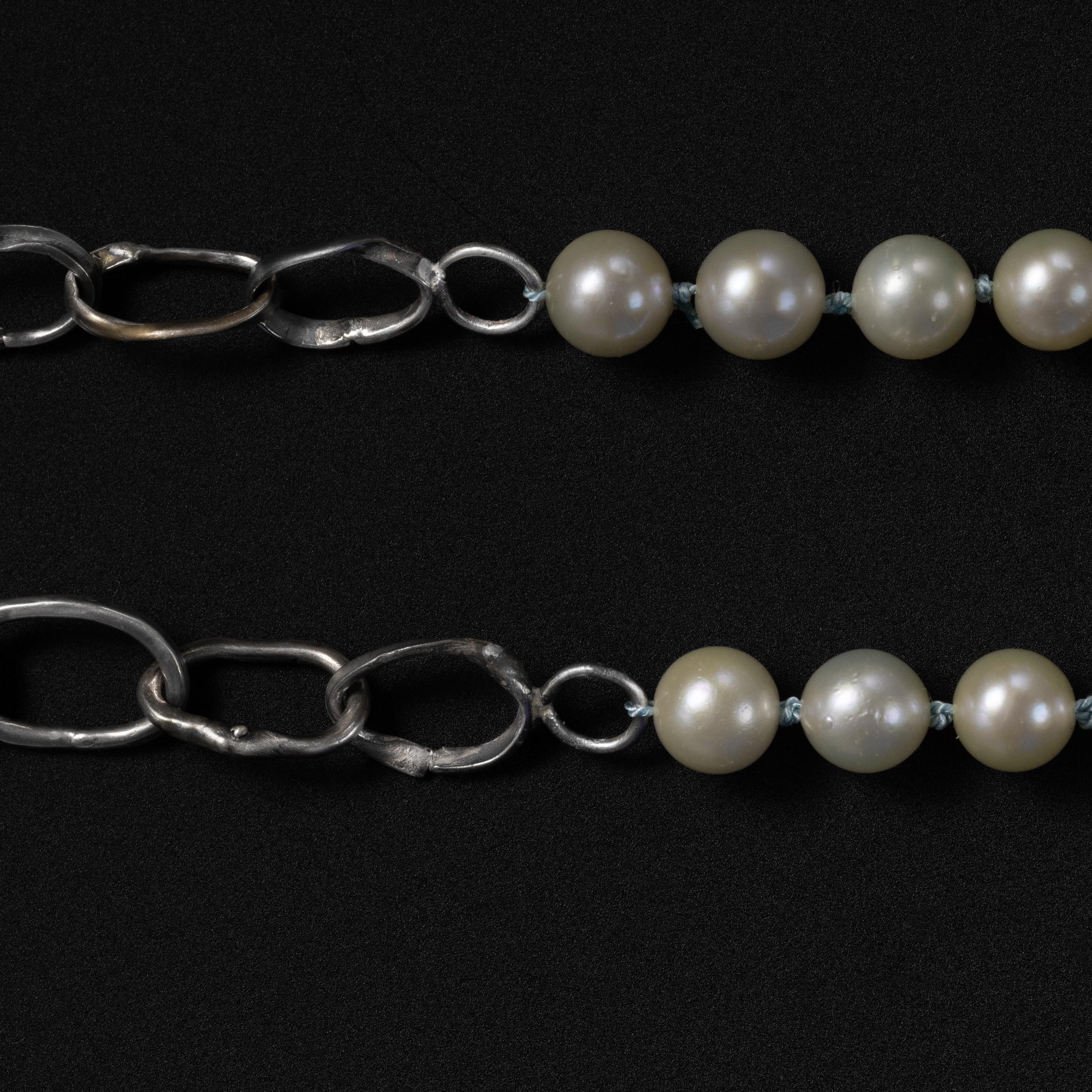 Unisex Akoya Pearl & Chain Necklace with Diamond New In New Condition For Sale In Southbury, CT