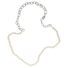 Collana unisex di perle Akoya e catene con diamanti Nuovo