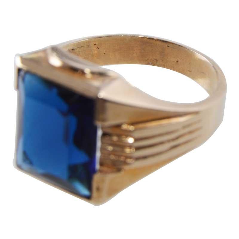 Unisex Art Deco 10Kt. Solid Gold Ring Hand Made from 1940's For Sale 2