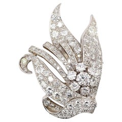 Unisex Art Deco 5,5 Karat Diamanten Platin Brosche, 1930