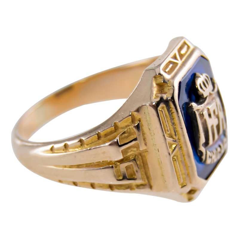 Einzigartiger handgefertigter Art-Déco-Ring mit Goldeinlage aus Chicago Business 1939 (Art déco) im Angebot