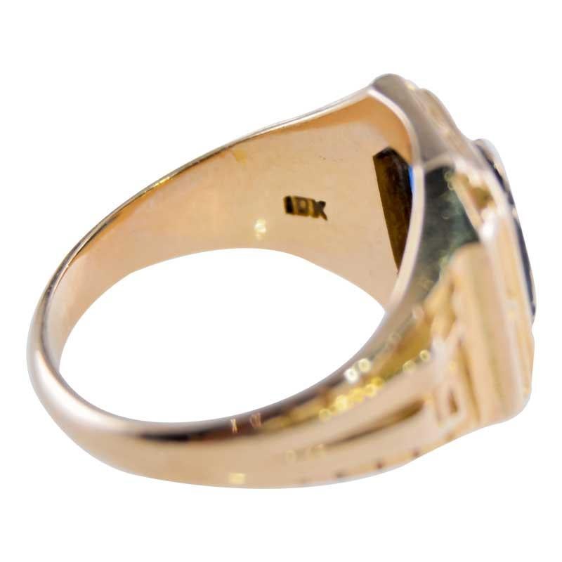 Einzigartiger handgefertigter Art-Déco-Ring mit Goldeinlage aus Chicago Business 1939 im Zustand „Hervorragend“ im Angebot in Long Beach, CA