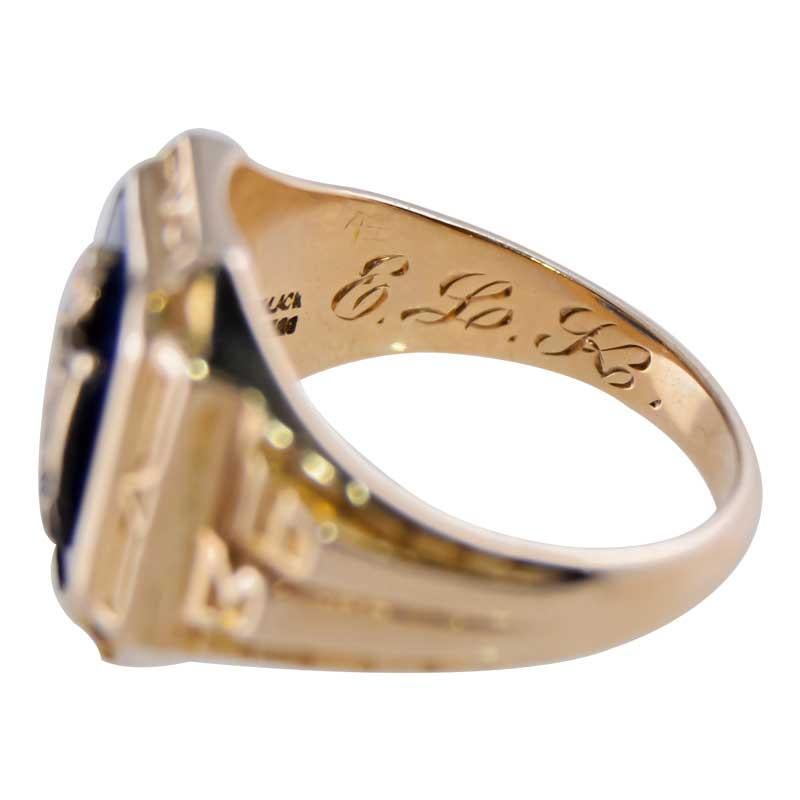 Einzigartiger handgefertigter Art-Déco-Ring mit Goldeinlage aus Chicago Business 1939 für Damen oder Herren im Angebot