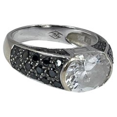 Bague unisexe en or blanc 18 carats de style moderne