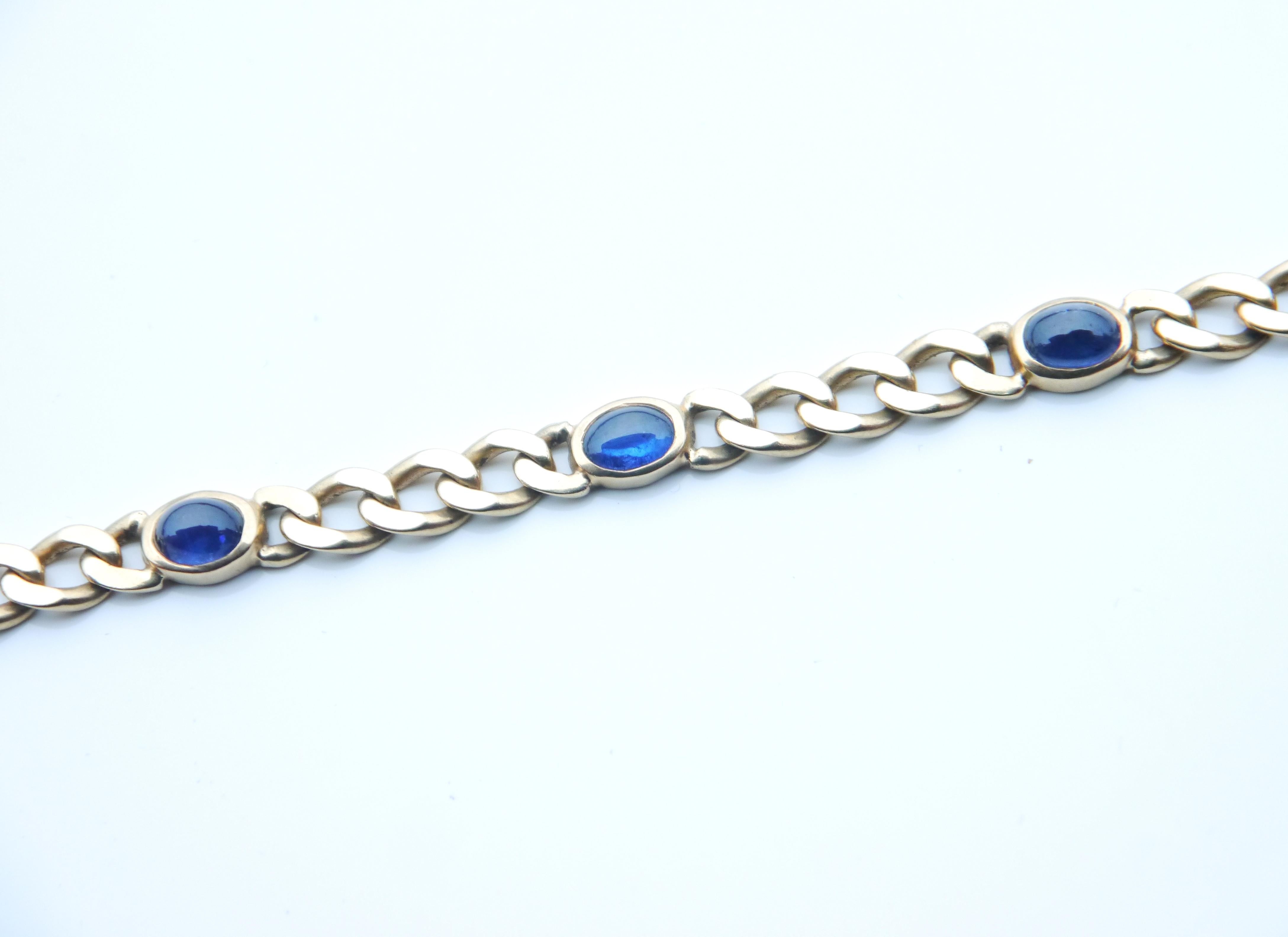 Unisex Bracelet 4.5ctw Sapphire solid 14K Yellow Gold / 18 cm / 16gr For Sale 2