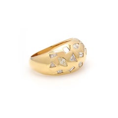 Genuine Diamond Celestial Dome Ring in Solid 18K Yellow Gold for Him