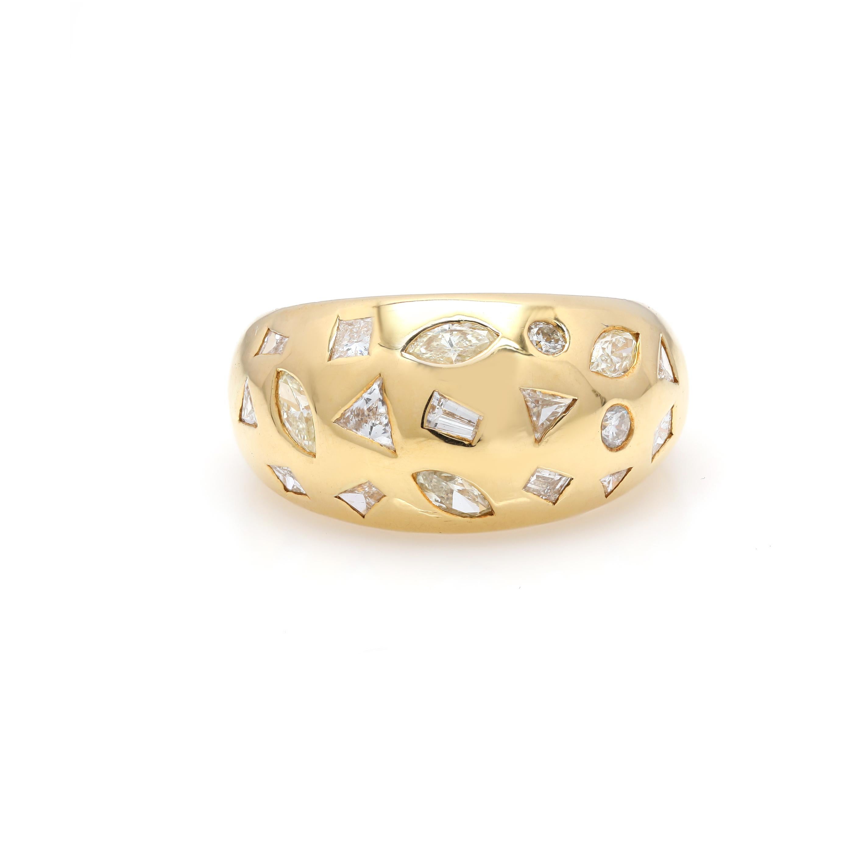 For Sale:  Genuine Diamond Celestial Dome Ring in Solid 18K Yellow Gold for Him 3