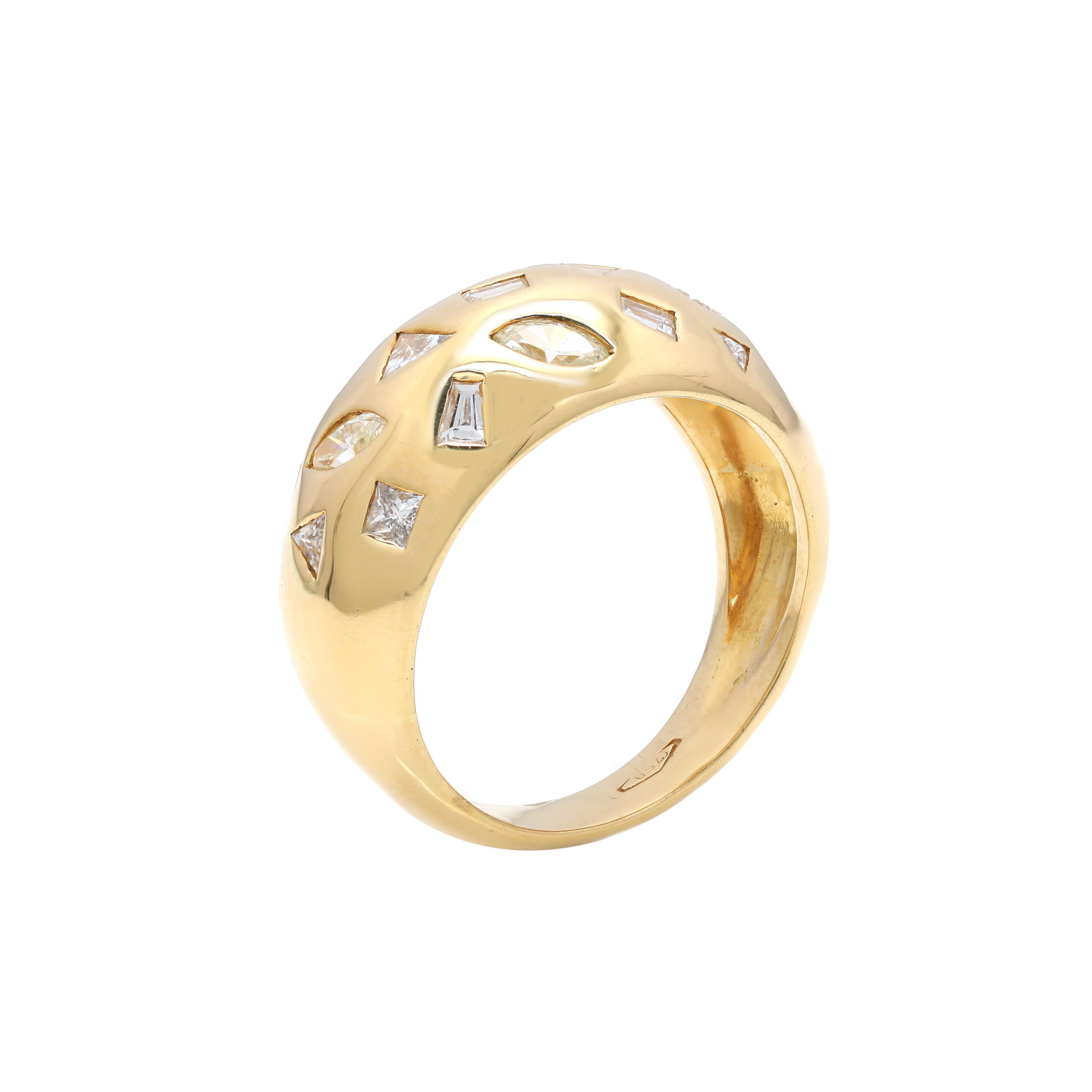 For Sale:  Brilliant 1.2 ct Diamond Studded Dome Ring in Solid 18K Yellow Gold 4