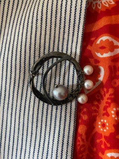 Available Man Brooch Starry Sky Burnished Sterling Silver Diamond Unique Piece