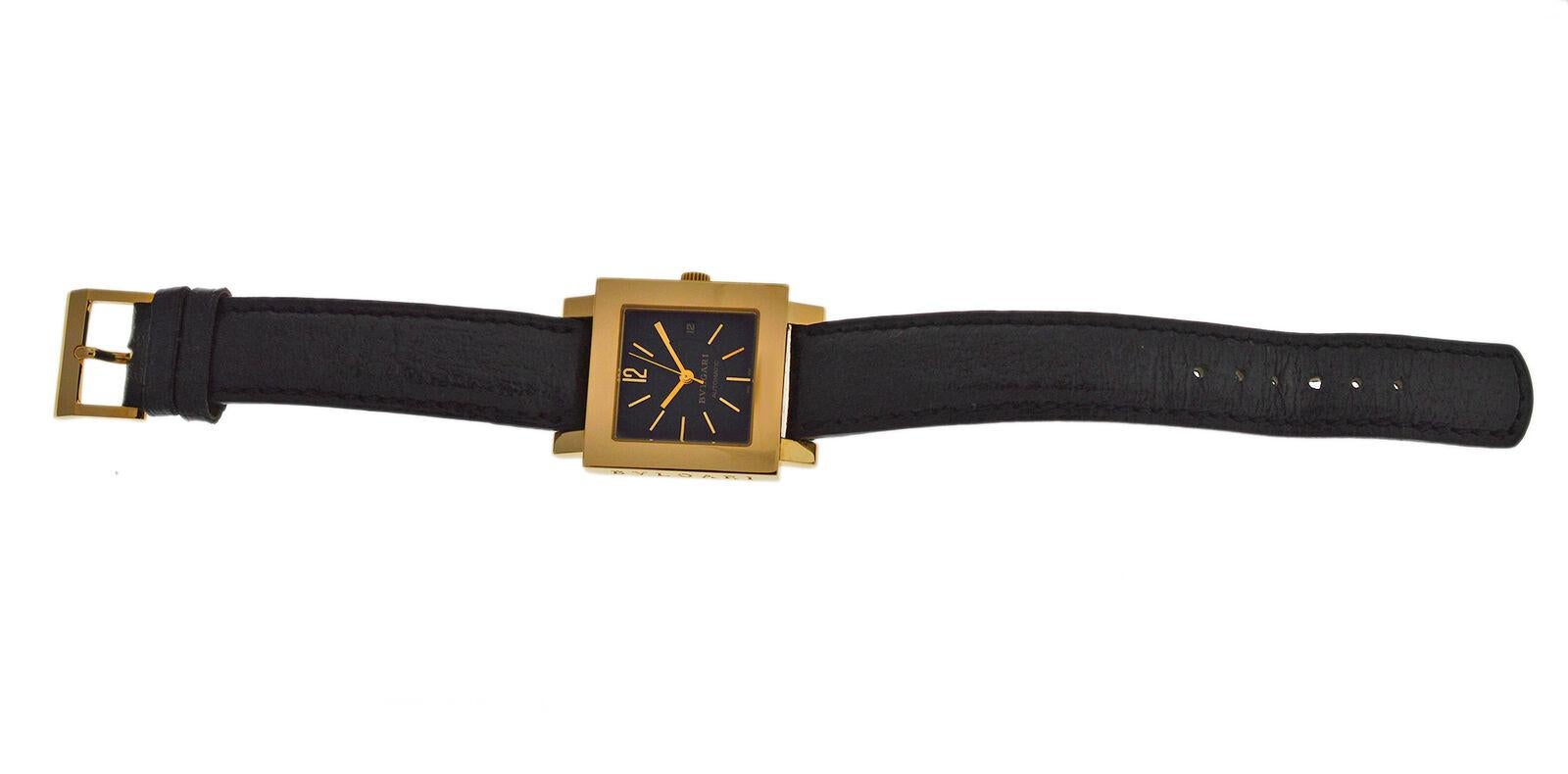 Unisex Bvlgari Bulgari Quadrato SQ 29 GL AUTO 18 Karat Gold Watch For Sale 2