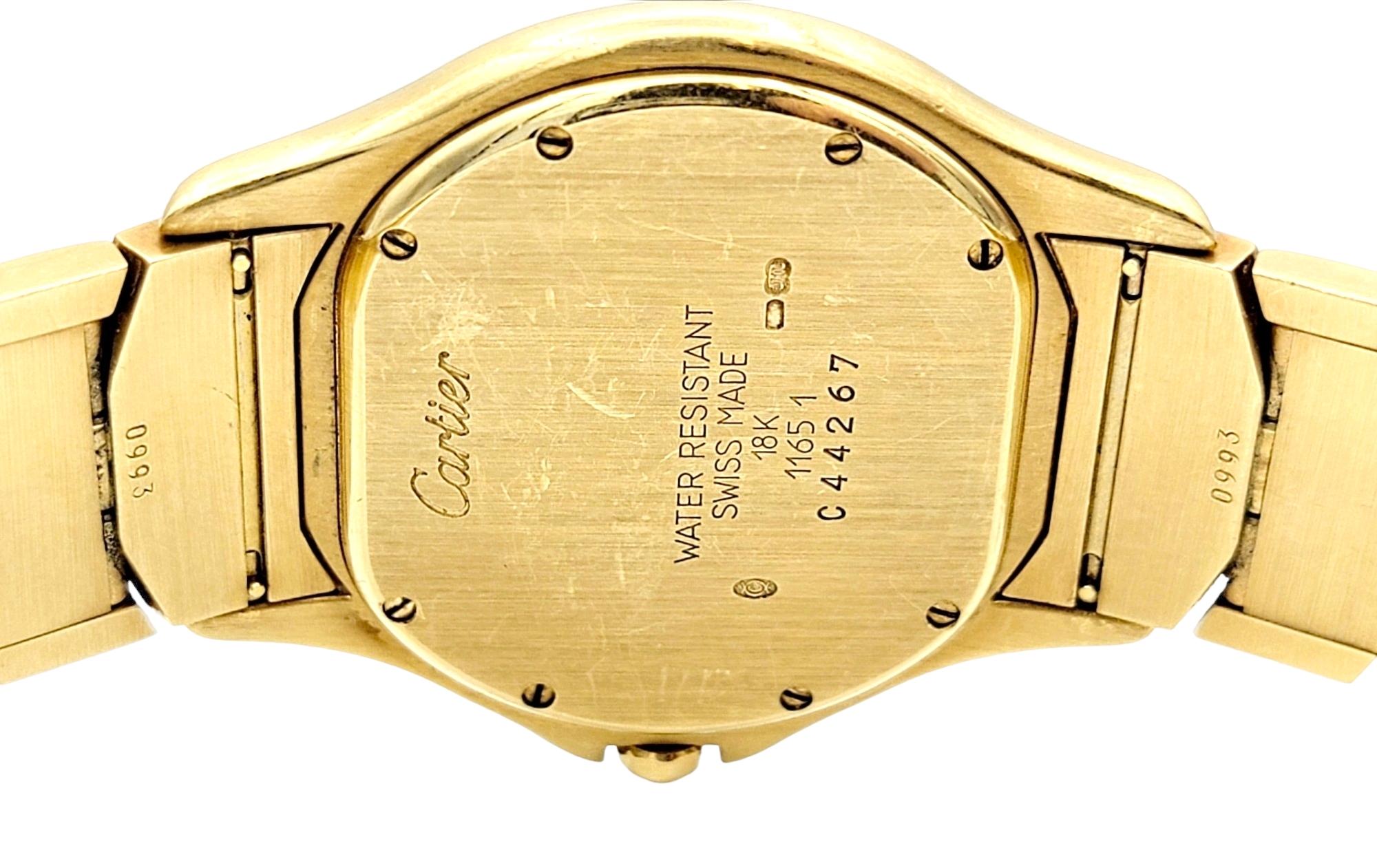 Contemporary Unisex Cartier Panthere Cougar 18 Karat Yellow Gold Wrist Watch with Diamonds  For Sale